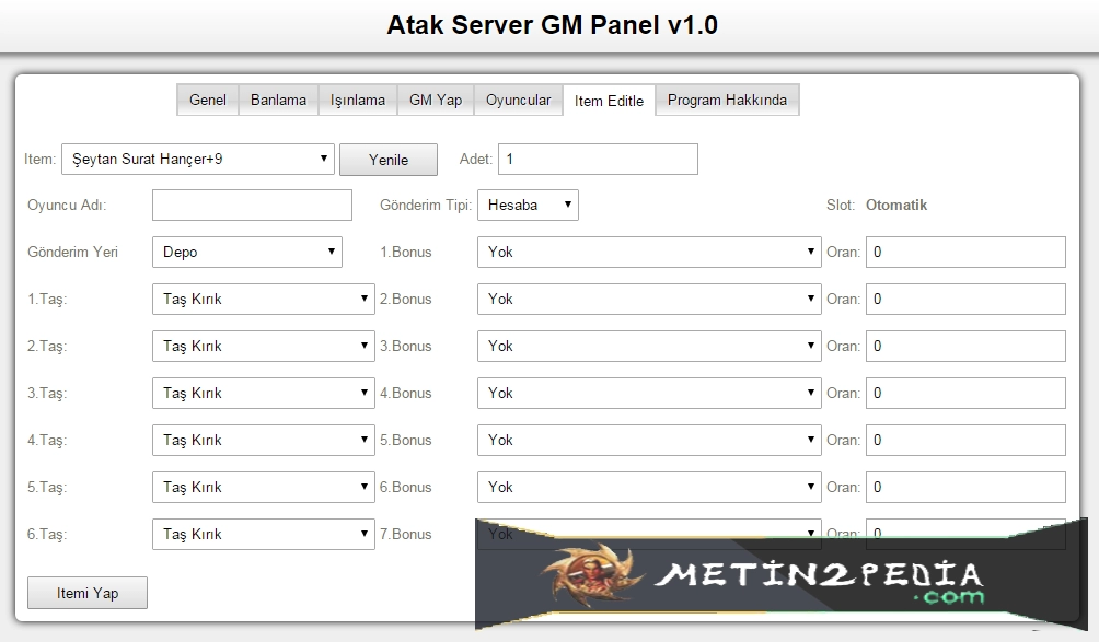 Atak Server GM Web Script Paneli